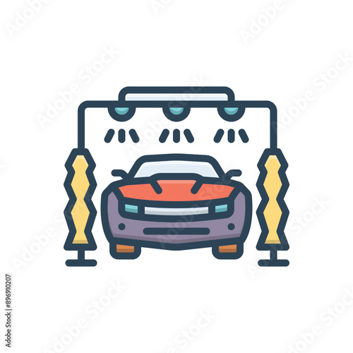 Color illustration icon for car wash