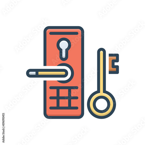 Color illustration icon for keylock