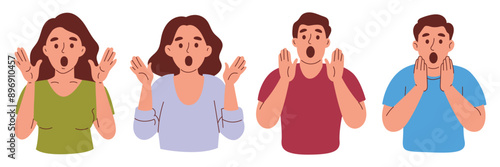Shocked Scared Woman and Man Character