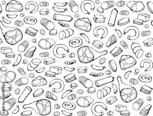 Meat production. Vector drawing food