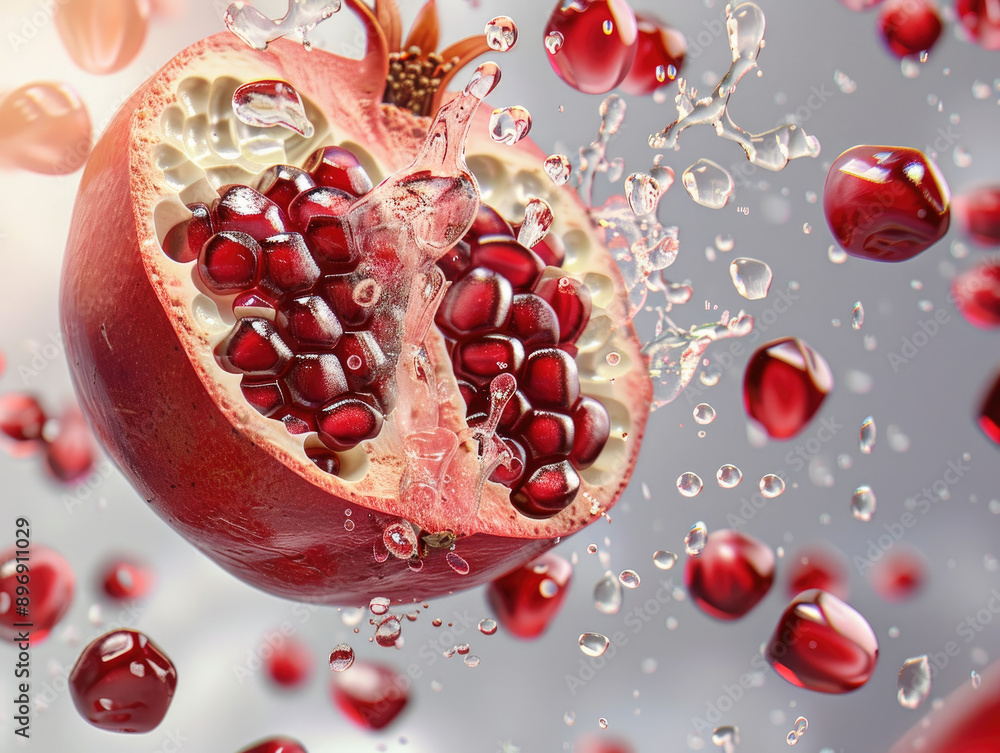 pomegranate and its seeds in the water. Created with Ai pomegranate and its seeds in the water. Created with Ai