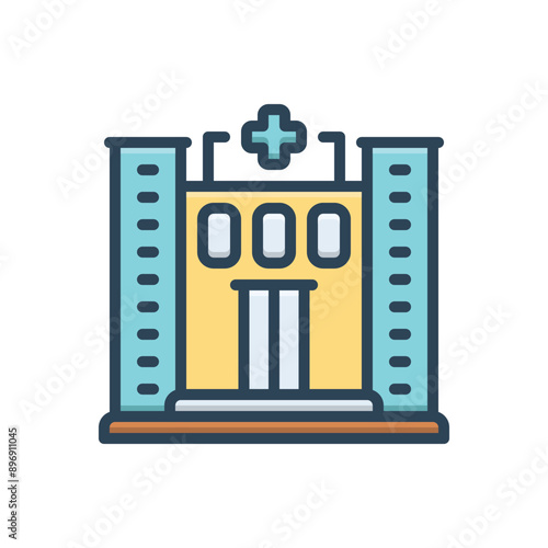 Color illustration icon for clinic