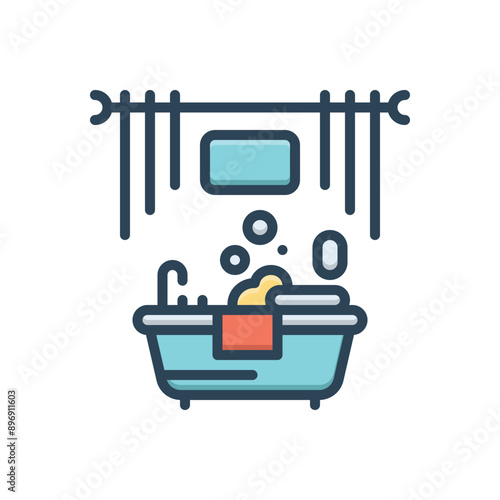 Color illustration icon for bathing