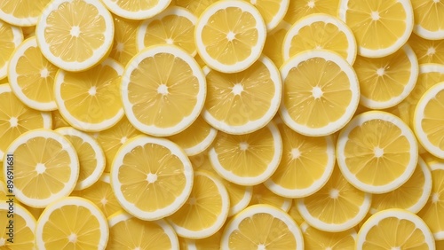 Top View Full Frame of Fresh Lemon Fruit Slices, Creating a Vibrant and Summery Visual Feast. Lime slices background, pattern full frame. Grape fruit, orange and lime. 