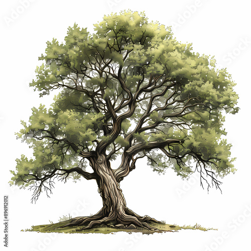 Elm tree isolated on white background, generated ai