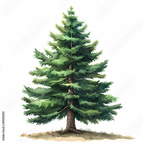 Fir tree isolated on white background, generated ai