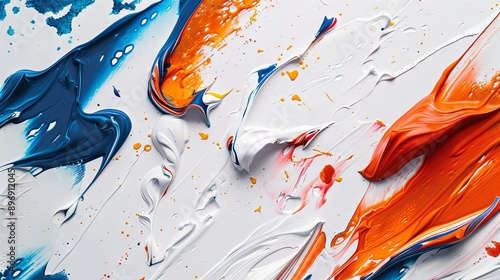 a playful white background with a hint of orange and blue