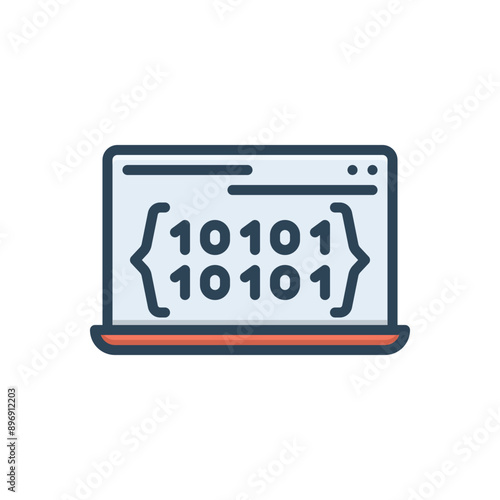 Color illustration icon for binary code