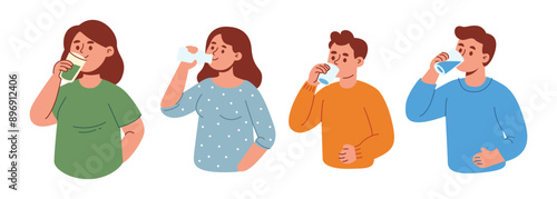 Woman and Man Drinking Water Because Thirsty
