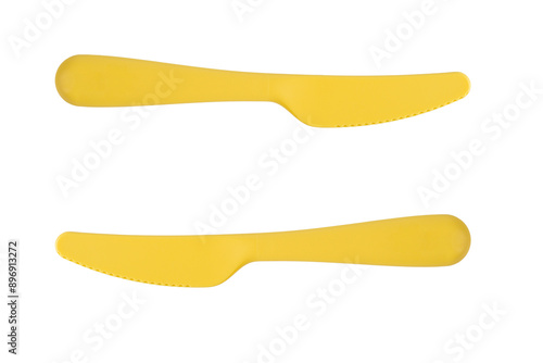 Yellow knife isolated on transparent background. 