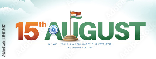 creative illustration of hoisting tricolour national flag of india for Indian independence day(15th august)   photo