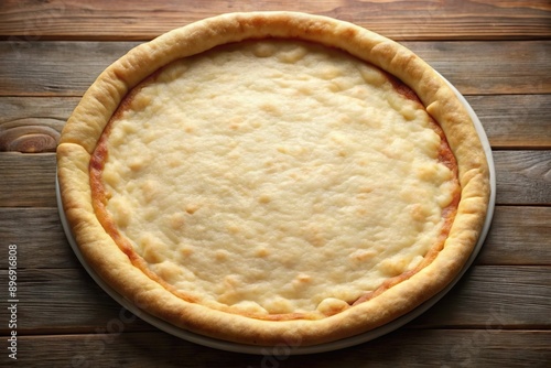 blank empty baked pizza crust on table in a plate