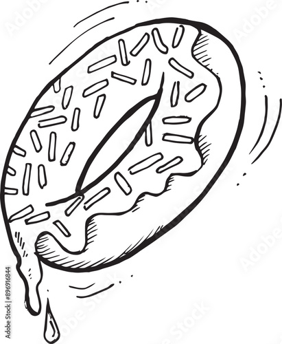 donut with melted sugar hand drawn vector illustration