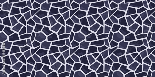 A blue and gray pattern of rocks with a giraffe in the middle