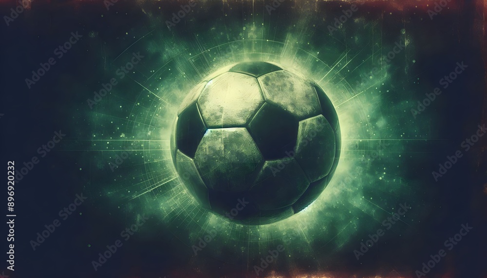 Fototapeta premium Soccer ball on green background