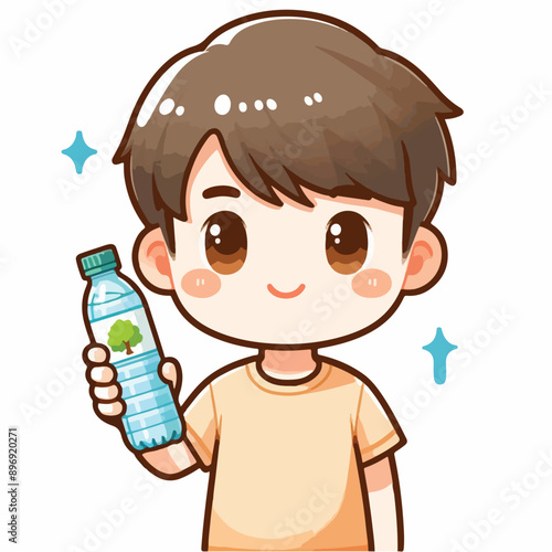 Vector of a teenager drinking water