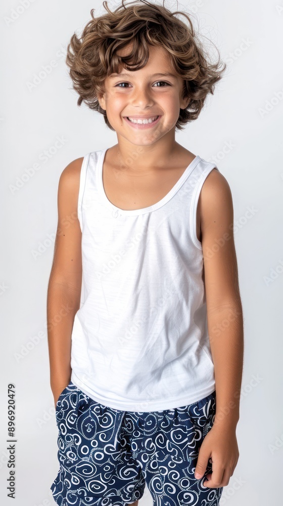 Cheerful Young Boy in Casual Attire Cheerful Young Boy in Casual Attire