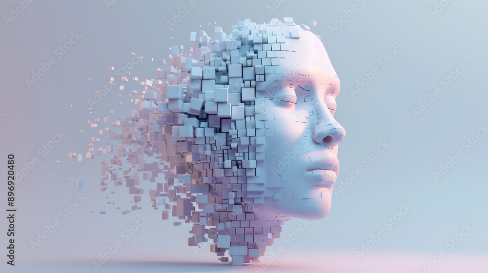 Fragmented Human Face in Digital Art Fragmented Human Face in Digital Art