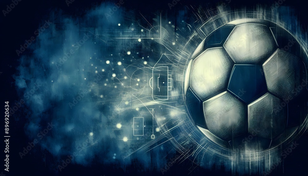 Fototapeta premium Soccer ball on blue background