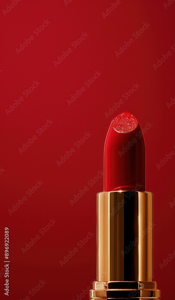 Vibrant Red Lipstick on Red Background Vibrant Red Lipstick on Red Background