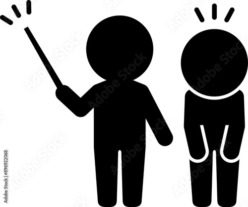 差し棒を持った人とお辞儀する人のマーク