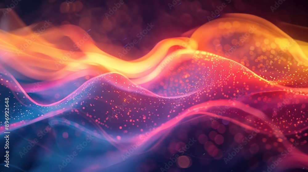 Vibrant Abstract Waves with Sparkling Particles Vibrant Abstract Waves with Sparkling Particles