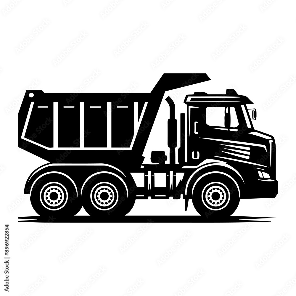 Fototapeta premium Dump Truck Silhouette Vector Illustration Template