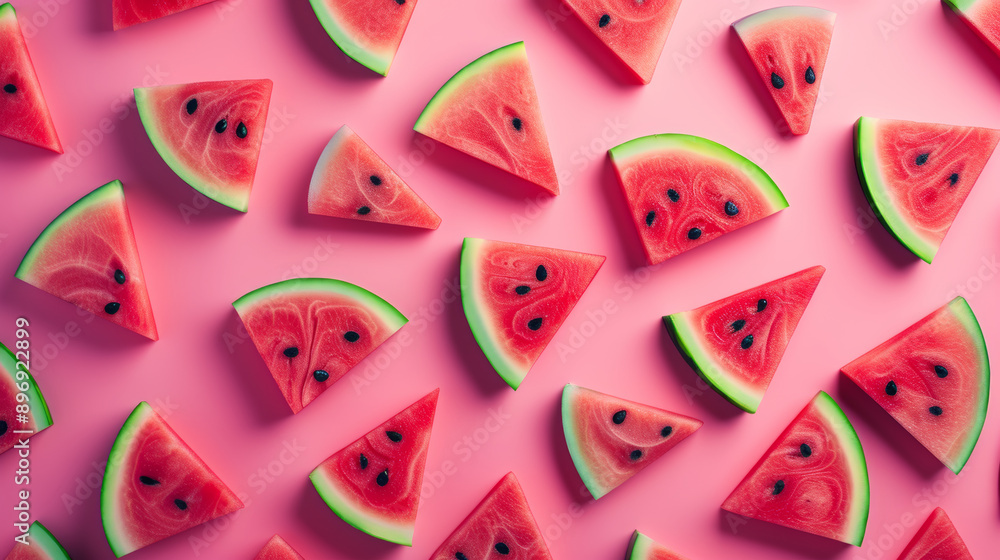Watermelon slices pattern on pink background Watermelon slices pattern on pink background