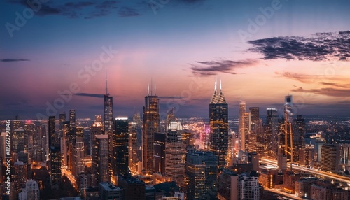 Wallpaper Mural Dusk Over the Majestic City Skyline: A Stunning Visual Symphony of Lights and Architecture city, night, skyline, cityscape, downtown, urban, building Torontodigital.ca