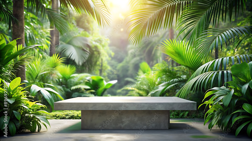 Concrete Platform in Lush Tropical Jungle. Concrete Platform in Lush Tropical Jungle.