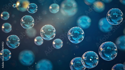 Wallpaper Mural Blue bubbles bokenh illustration.5500x3088 px. Torontodigital.ca