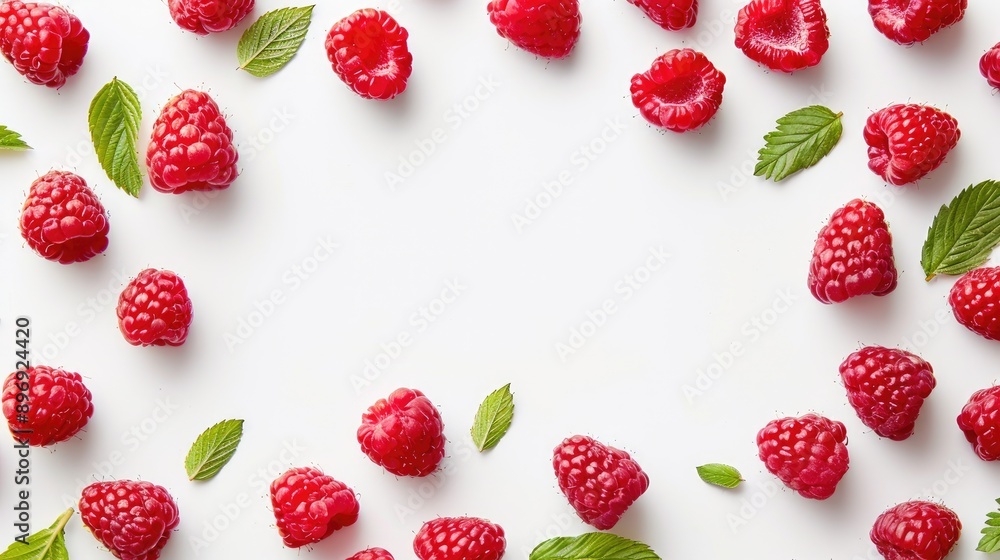 Raspberry frame on white background with space for text Raspberry frame on white background with space for text
