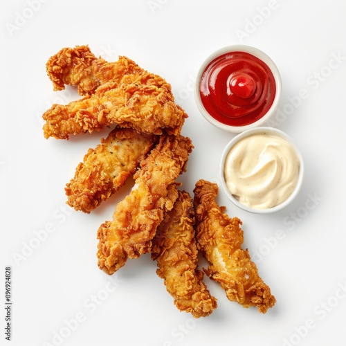 Crispy Fried Chicken Tenders with Dipping Sauces photo