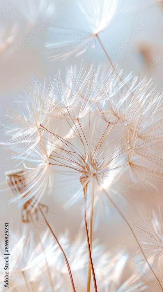 Naklejka premium Delicate Dandelion Seeds in Soft Light