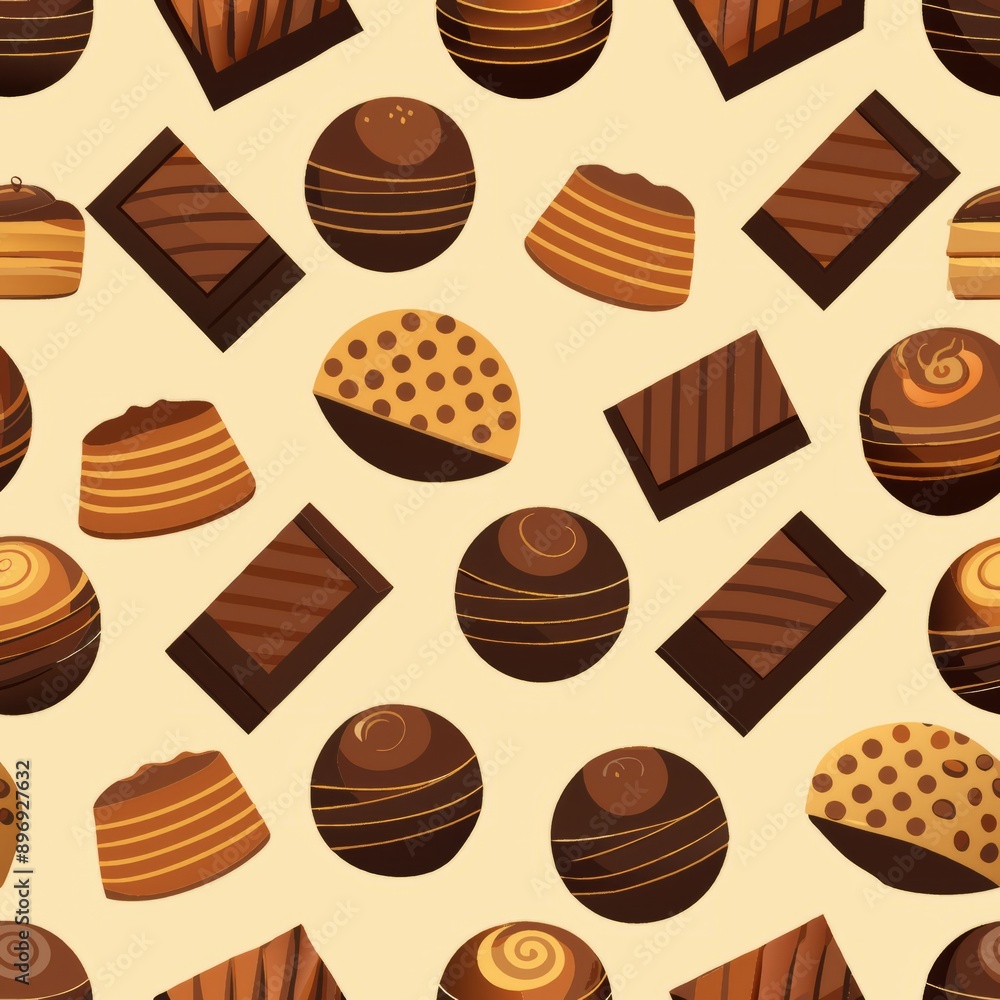 Seamless pattern of chocolate bars and truffles, Generative AI Seamless pattern of chocolate bars and truffles, Generative AI