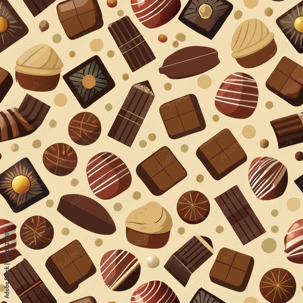 Seamless pattern of chocolate bars and truffles, Generative AI Seamless pattern of chocolate bars and truffles, Generative AI