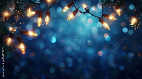 Wallpaper Mural Festive String Lights with Pine Branches Torontodigital.ca