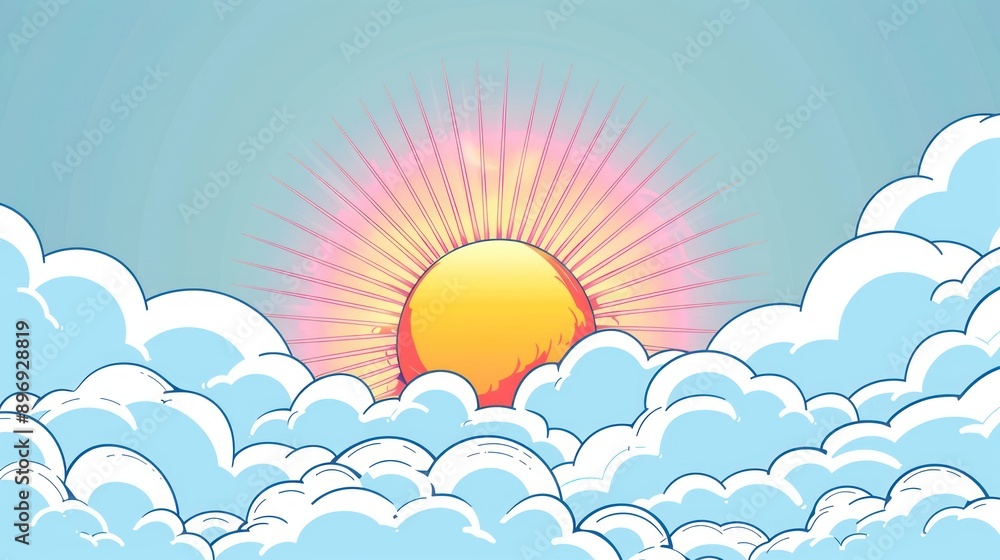 Vibrant Sunrise Above Fluffy Clouds Vibrant Sunrise Above Fluffy Clouds