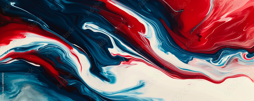 Obraz premium Abstract fluid art with red, blue, and