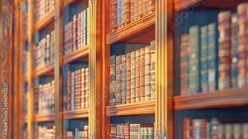 Wallpaper Mural Elegant Antique Bookshelf with Colorful Books Torontodigital.ca