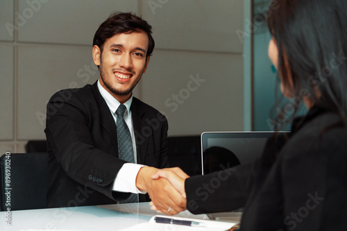 Wallpaper Mural Business people agreement concept. Businessman and Asian businesswoman do handshake in the office. uds Torontodigital.ca