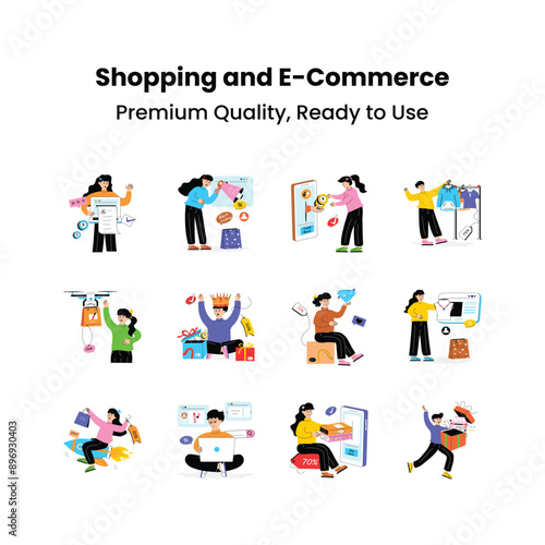 Have a Look at This Trendy Set of Vector Design Illustrations of Digital Shopping and E Commerce