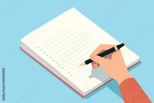 Hand writing on lined notebook