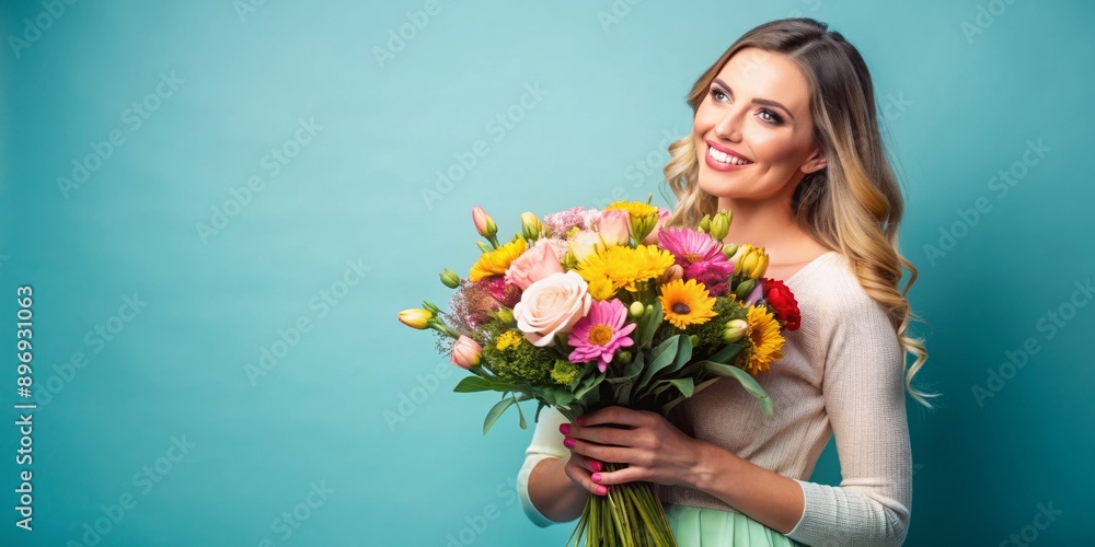 Woman gracefully holding a colorful bouquet of flowers , girl, flowers, bouquet, spring, beauty, celebration, nature, hands Woman gracefully holding a colorful bouquet of flowers , girl, flowers, bouquet, spring, beauty, celebration, nature, hands