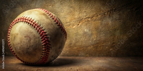 Old vintage baseball with red stitching on a textured background , vintage, baseball, Utah, old, red stitching, sport, equipment photo