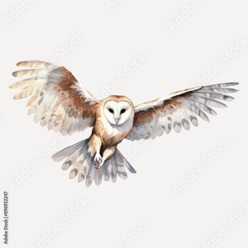 Majestic barn owl in flight