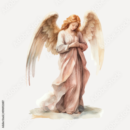 Graceful angel watercolor art