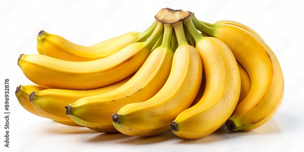 Fresh ripe yellow bananas in a bunch on a white background, fruit, food, isolated, healthy, tropical, fresh, ripe, bunch Fresh ripe yellow bananas in a bunch on a white background, fruit, food, isolated, healthy, tropical, fresh, ripe, bunch