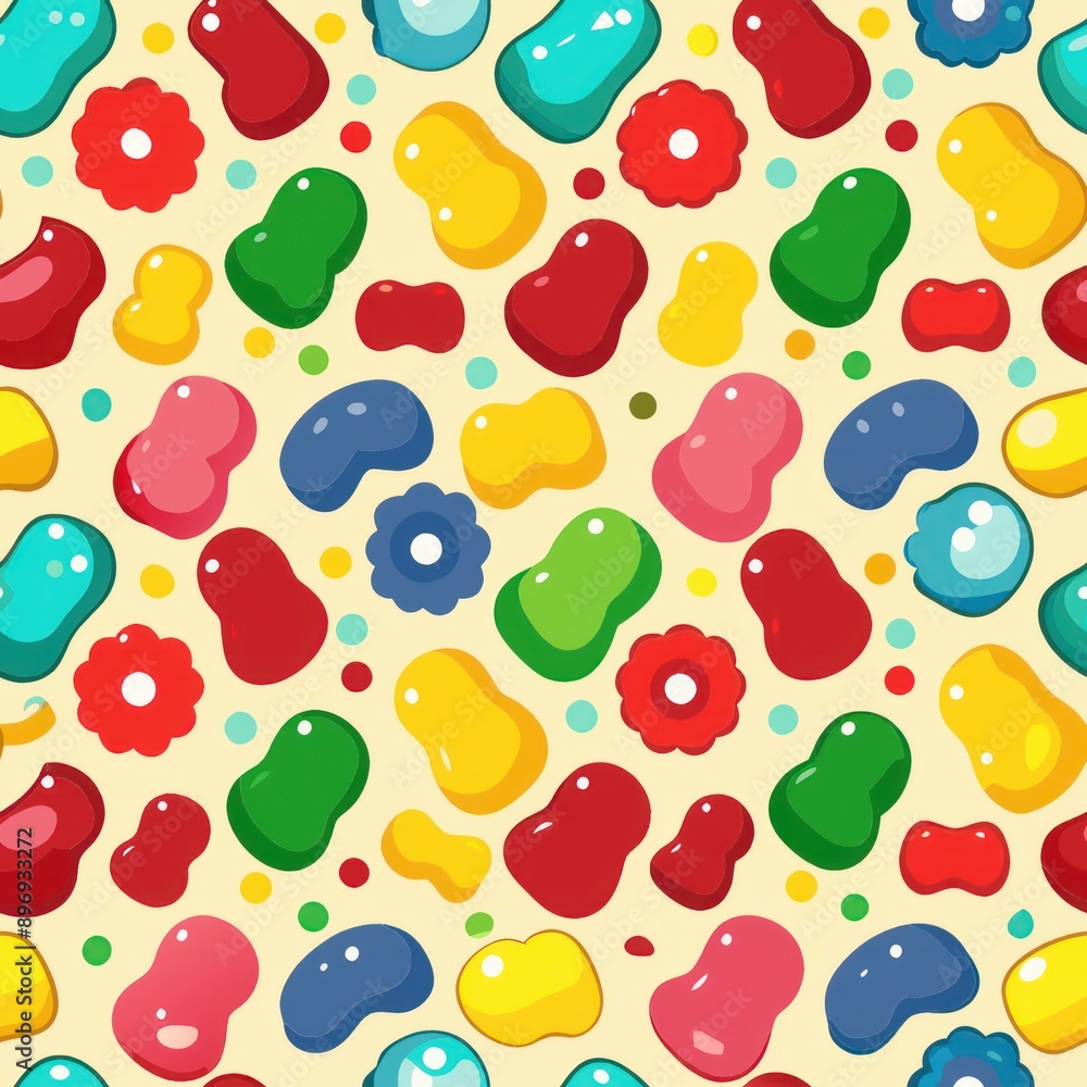Seamless pattern of gummy bears and jelly beans, Generative AI Seamless pattern of gummy bears and jelly beans, Generative AI