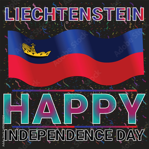 Liechtenstein Happy Independence Day August with very Attractive Colorful Theme and Confetti